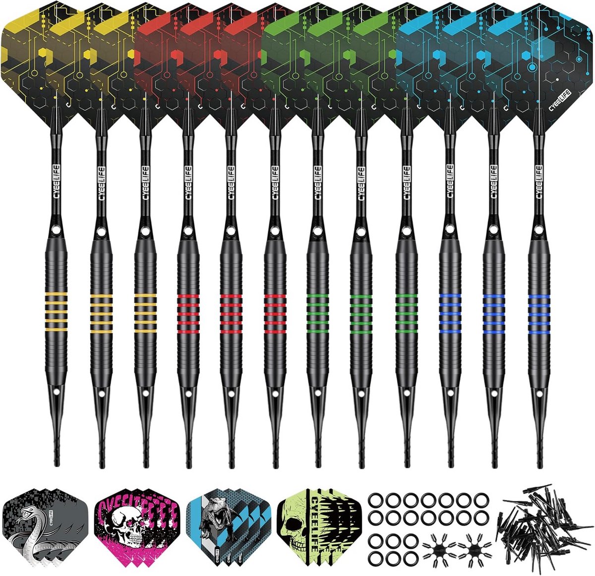Set van 12 Zachte Dartpijlen voor Dartbord