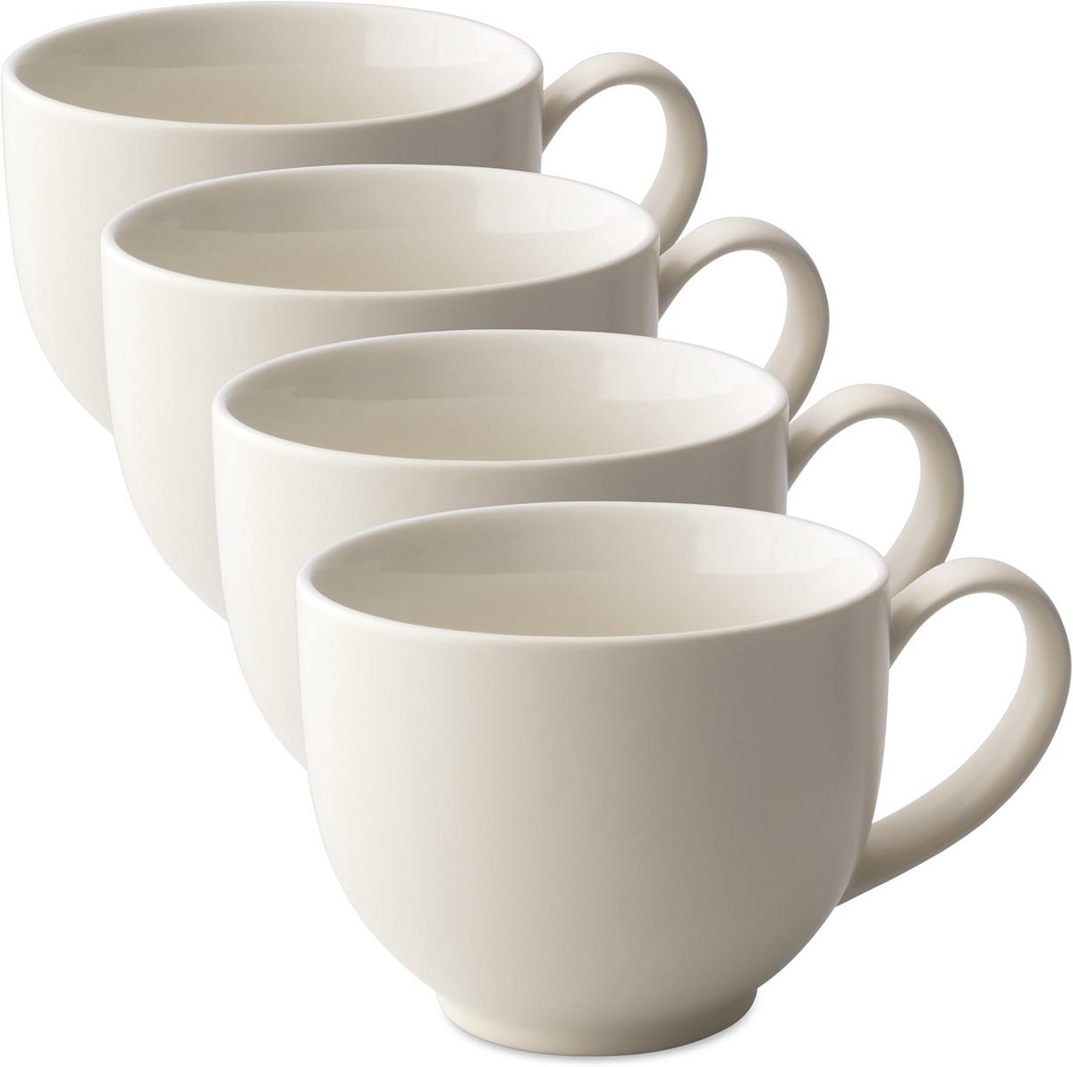 Set van 4 Theekopjes van Keramiek met Handvat, Satijn Afwerking, 300ml