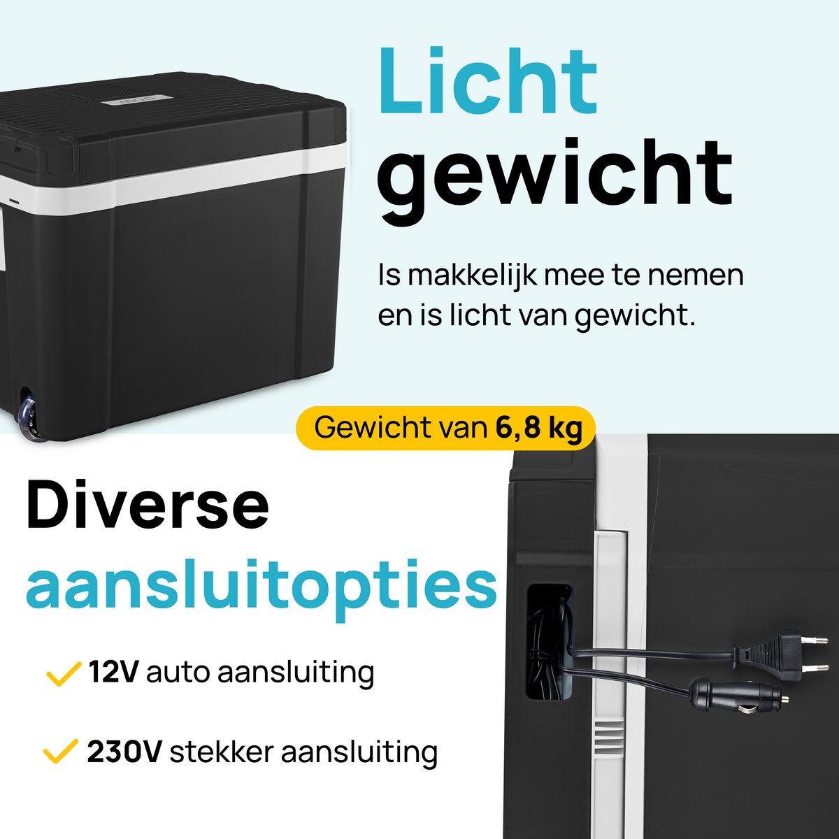MOA Koelbox Elektrisch 12v 230 volt - 40L - Frigobox - Camping Koelkast - Auto en Camping - Koelen en Verwarmen - Zwart — afbeelding 5