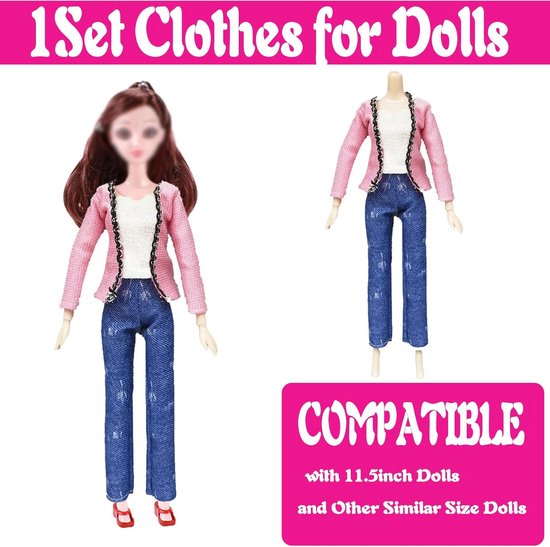 18 Delige Poppenkleding Set met 3 Rokken, Jas, Trui en 10 Paar Schoenen voor 11.5 Inch Pop — afbeelding 4