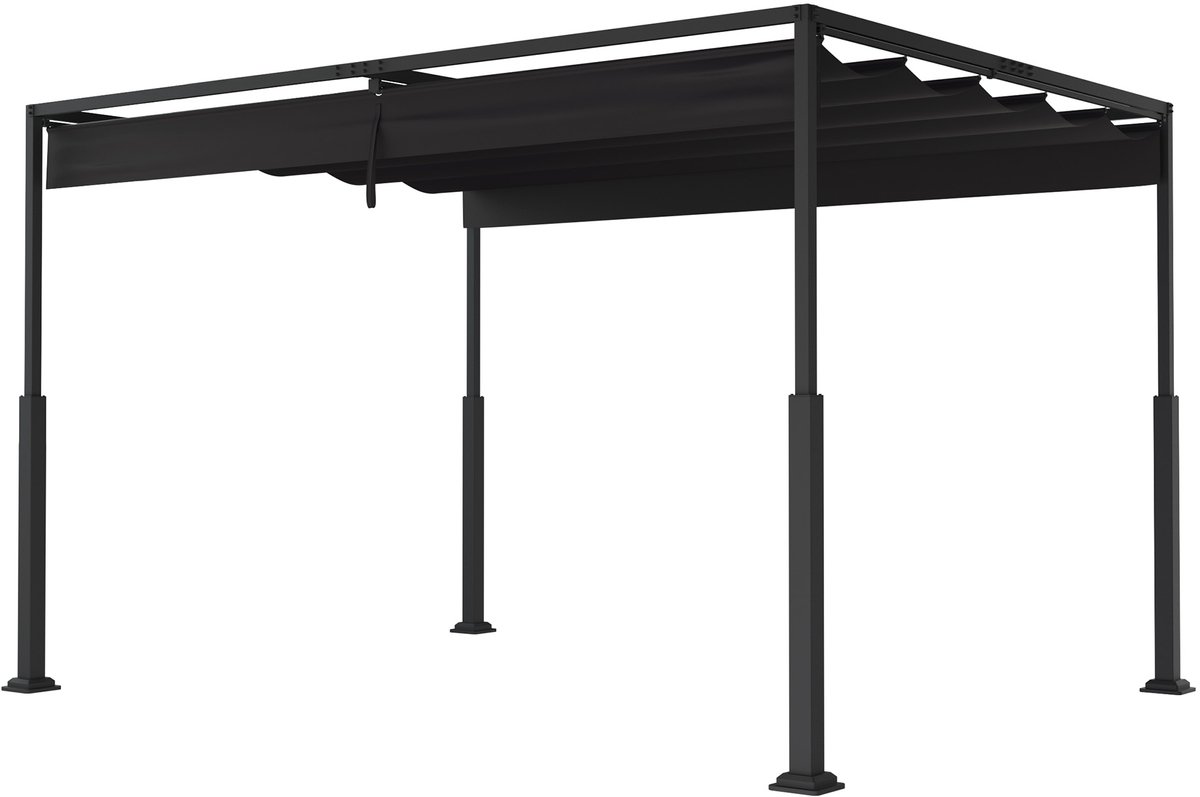 ACXIN Pergola - Metalen Pergola - Waterdicht & Winterbestendig - 3x4 m - Schuifdak & Zonbescherming - Zwart