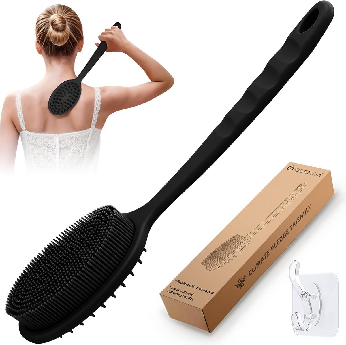 Douche Rugschrobber met Handvat - Zachte Siliconen Bodyscrubber