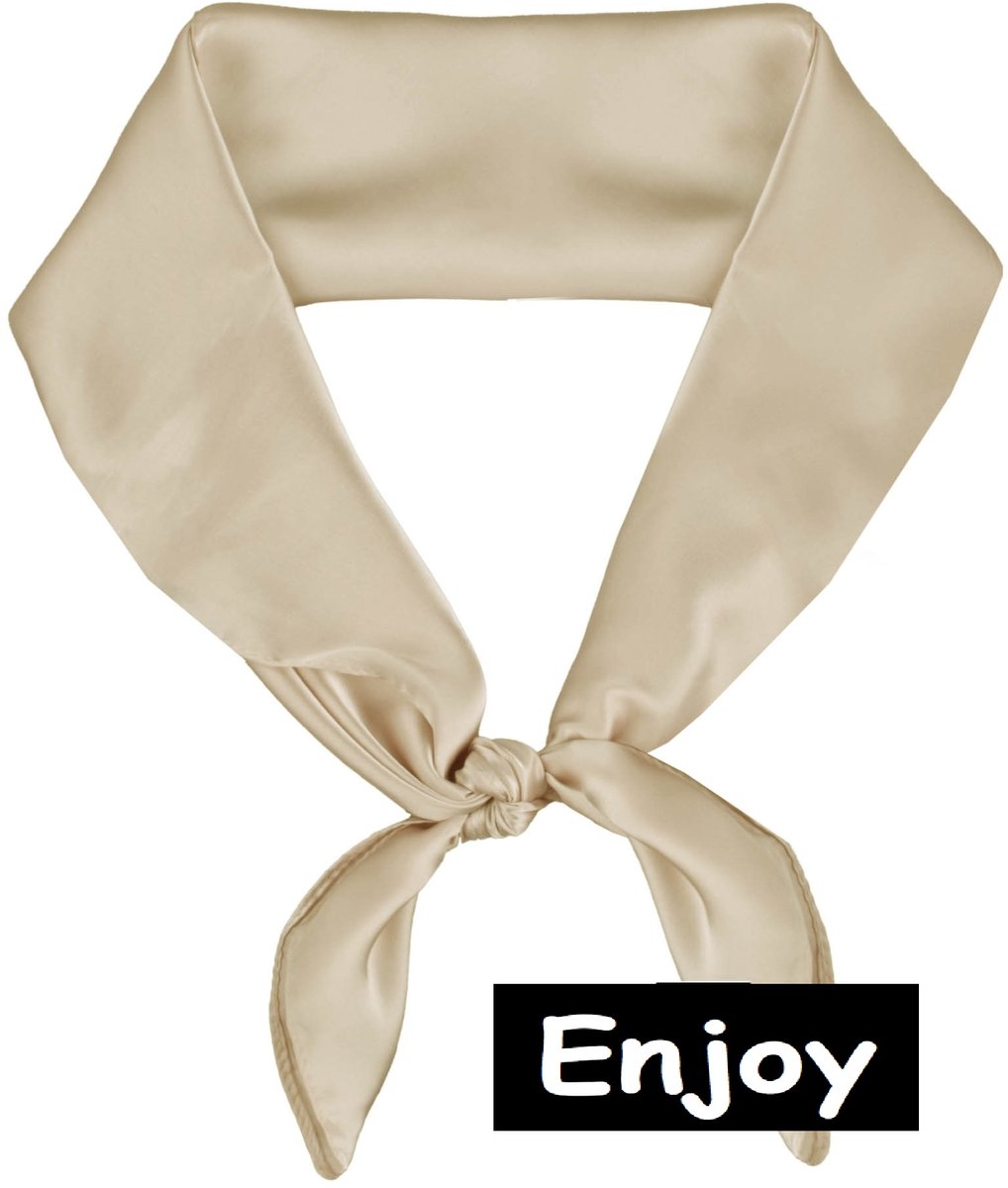 Sjaaltje- beige -vierkant 70 bij 70 cm - voor om de hals of in het haar - Bandana- 70% viscose en 30% Zijde- natuurlijke materialen