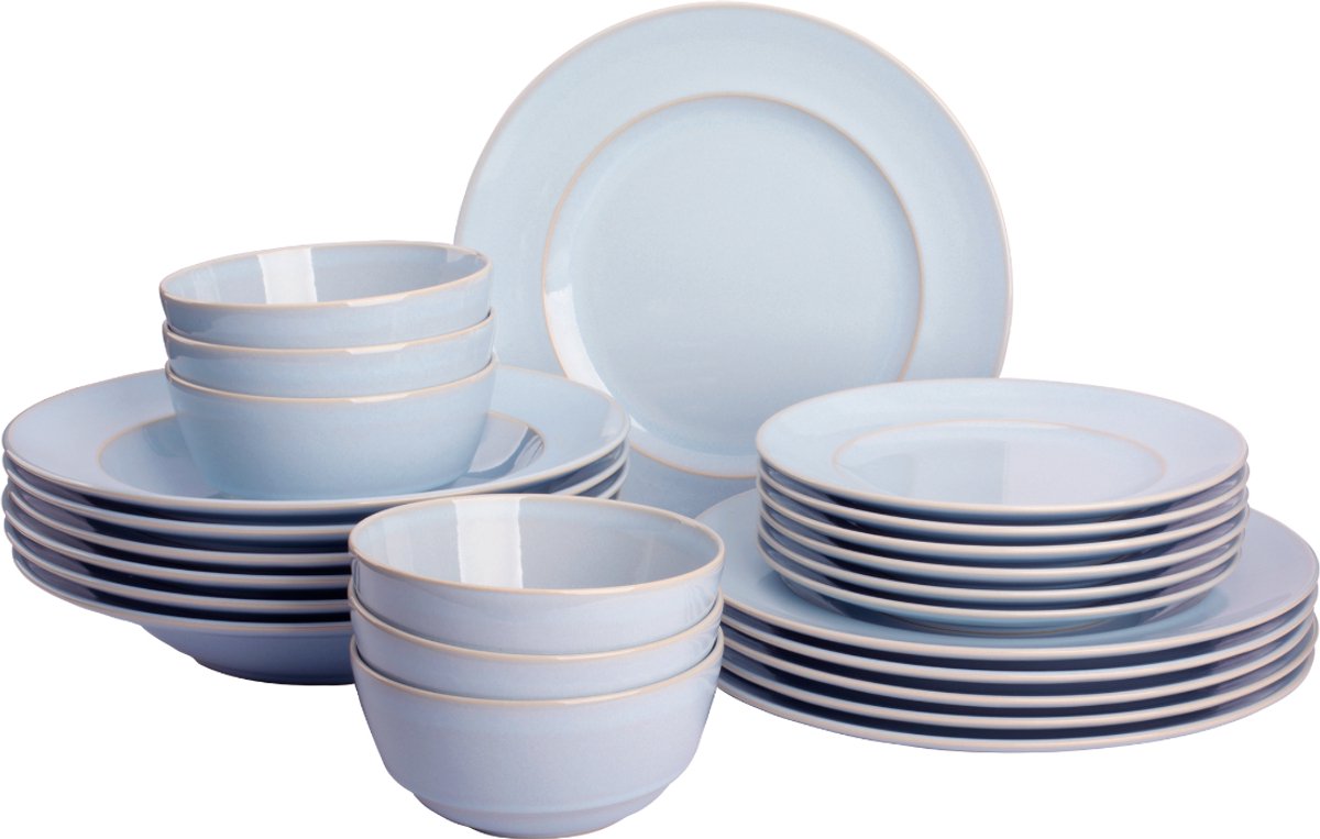 Palmer Serviesset Barolo Stoneware 6-persoons 24-delig Lichtblauw