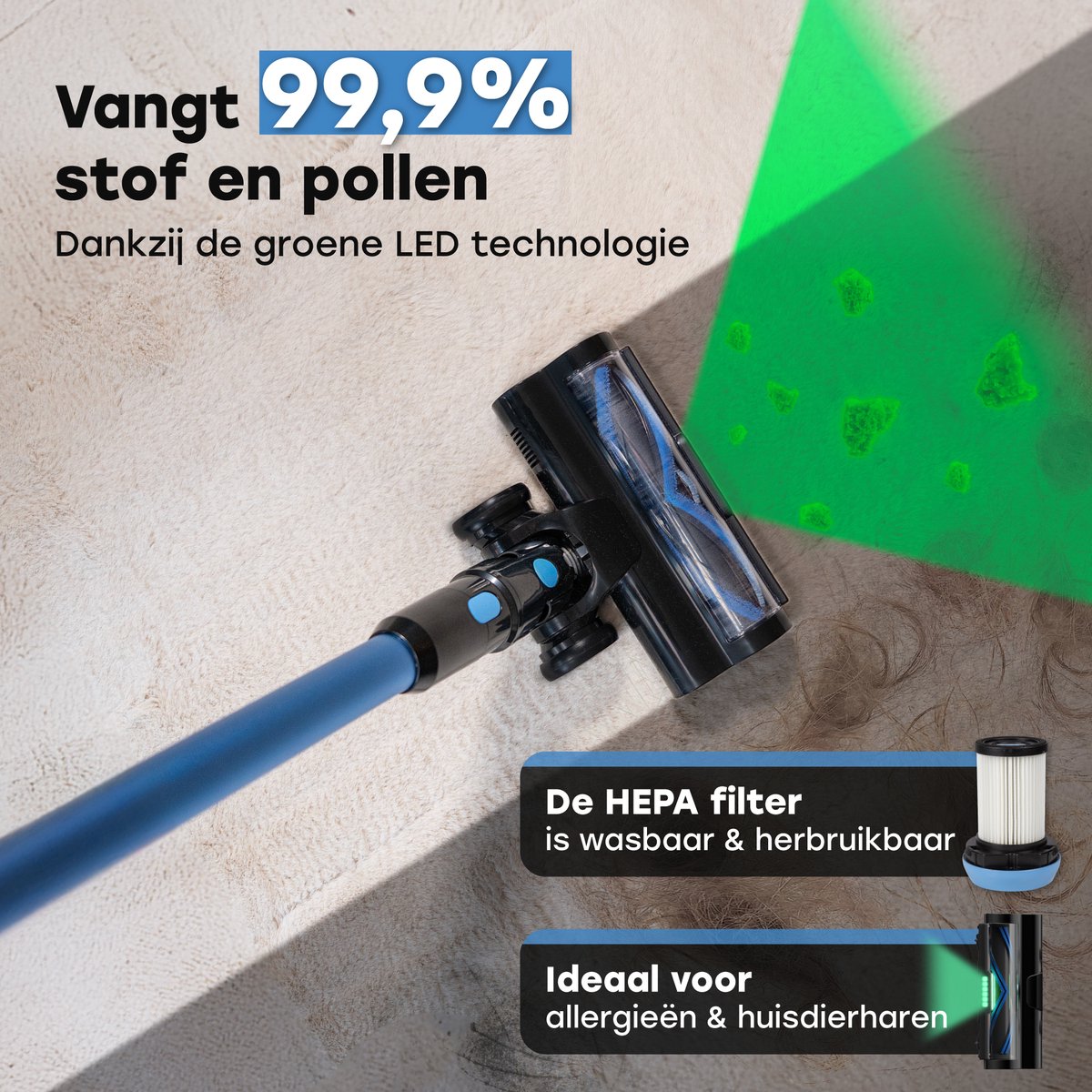 Ølven CleanMax Draadloze Stofzuiger met 110Min Accu - afbeelding 3