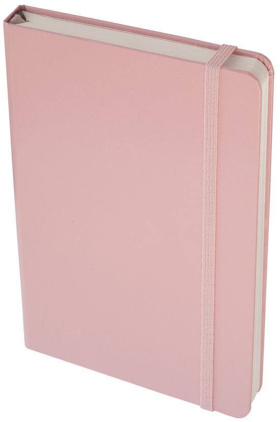Roze bullet journal met elastische band.