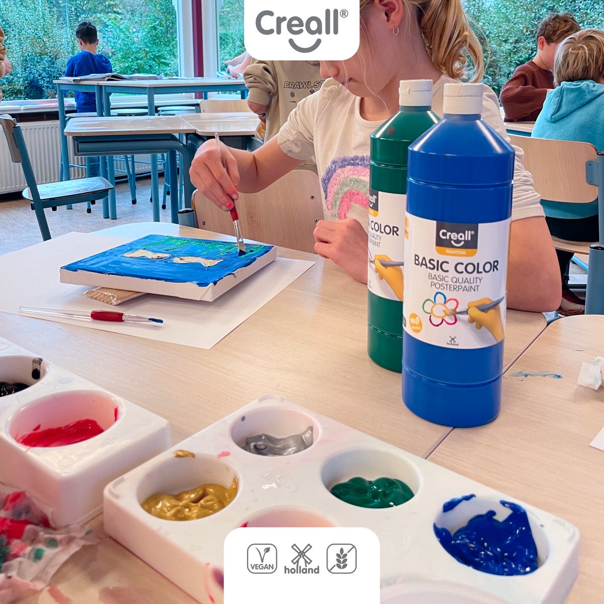 Creall Plakkaatverf Set - Schoolverf op Waterbasis - 8 Flessen x 500ml - Mix set met 8 Basiskleuren - Veilig & Uitwasbaar* - Geproduceerd in Nederland - professionele kwaliteit - glutenvrij — cadeau in Cadeau-ideeën - foto 4