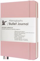 Hieroglyphs Bullet Journal - Carnet A5 Pointillés - Papier 100 grammes - avec manuel et inspiration néerlandais - Carnet à couverture rigide - Rose