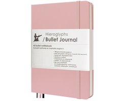 Hieroglyphs Bullet Journal - A5 notitieboek - 100 Grams Papier - Hardcover Notebook Dotted - met Handleiding en Inspiratie - Nederlands - Roze