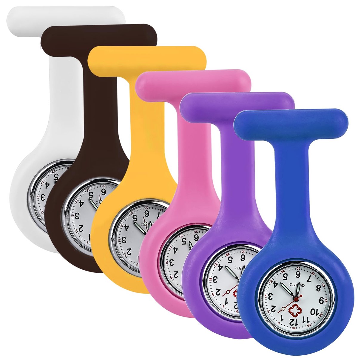 Zuster Horloges - Praktisch Met Clip - Set van 6 Kleuren