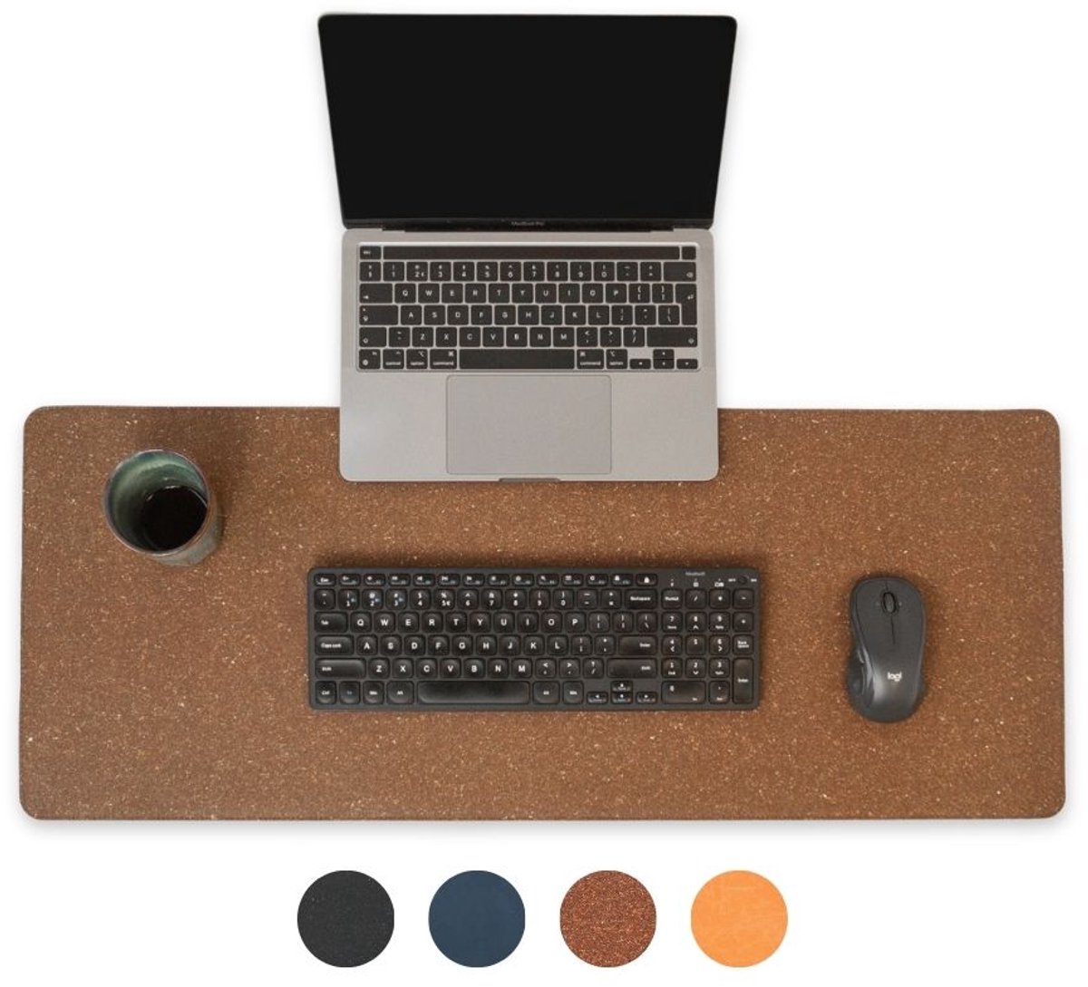 Bureau onderlegger - 85 x 34 cm - Leer - Bruin Spikkel - Bureaumat - Muismat XXL - Antislip - Waterafstotend - Ray | Made out of