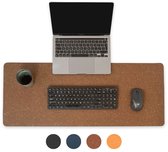 Bureau onderlegger - 85 x 34 cm - Leer - Bruin Spikkel - Bureaumat - Muismat XXL - Antislip - Waterafstotend - Ray | Made out of
