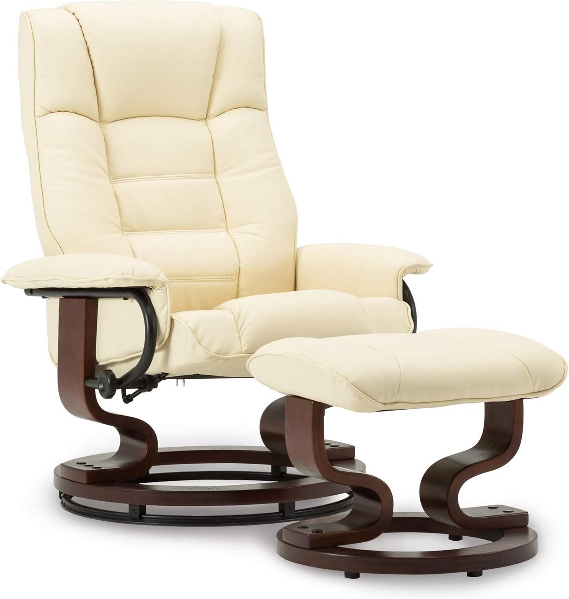 Draaibare Relaxfauteuil met Voetenbank, 360° Draaifunctie en Verstelbare Rugleuning tot 135 Graden