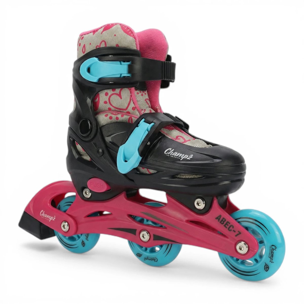 Champz Hardboot Inline Skates | Zwart/Roze | Maat 26-29 | ABEC7 | Duurzaam en Stijlvol