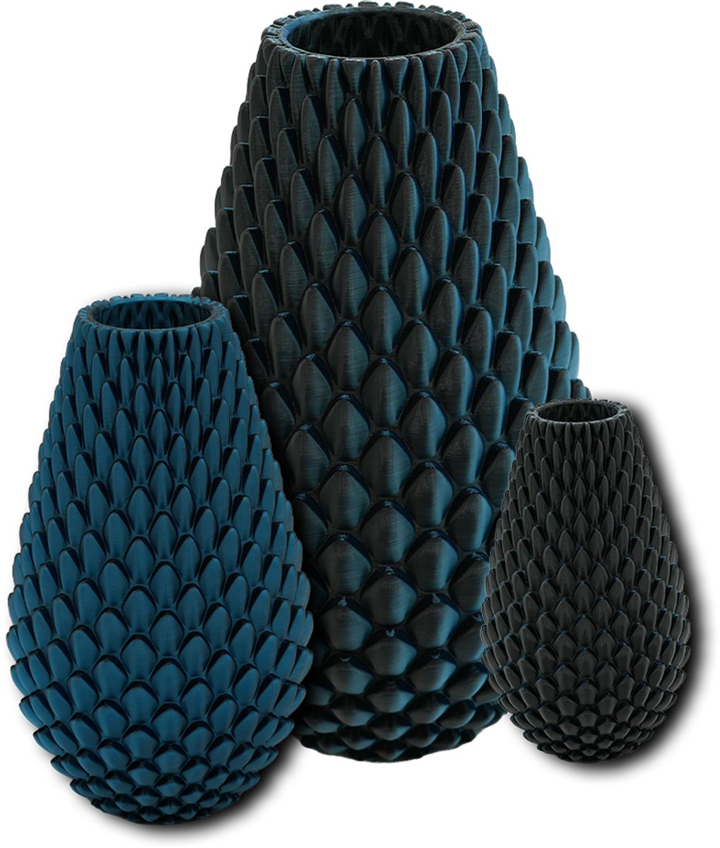 Lovora Myraka design vaas – Decoratieve vaas - Zwart / Blauw - 3d geprinte vaas – geschikt voor droogbloemen - 30CM