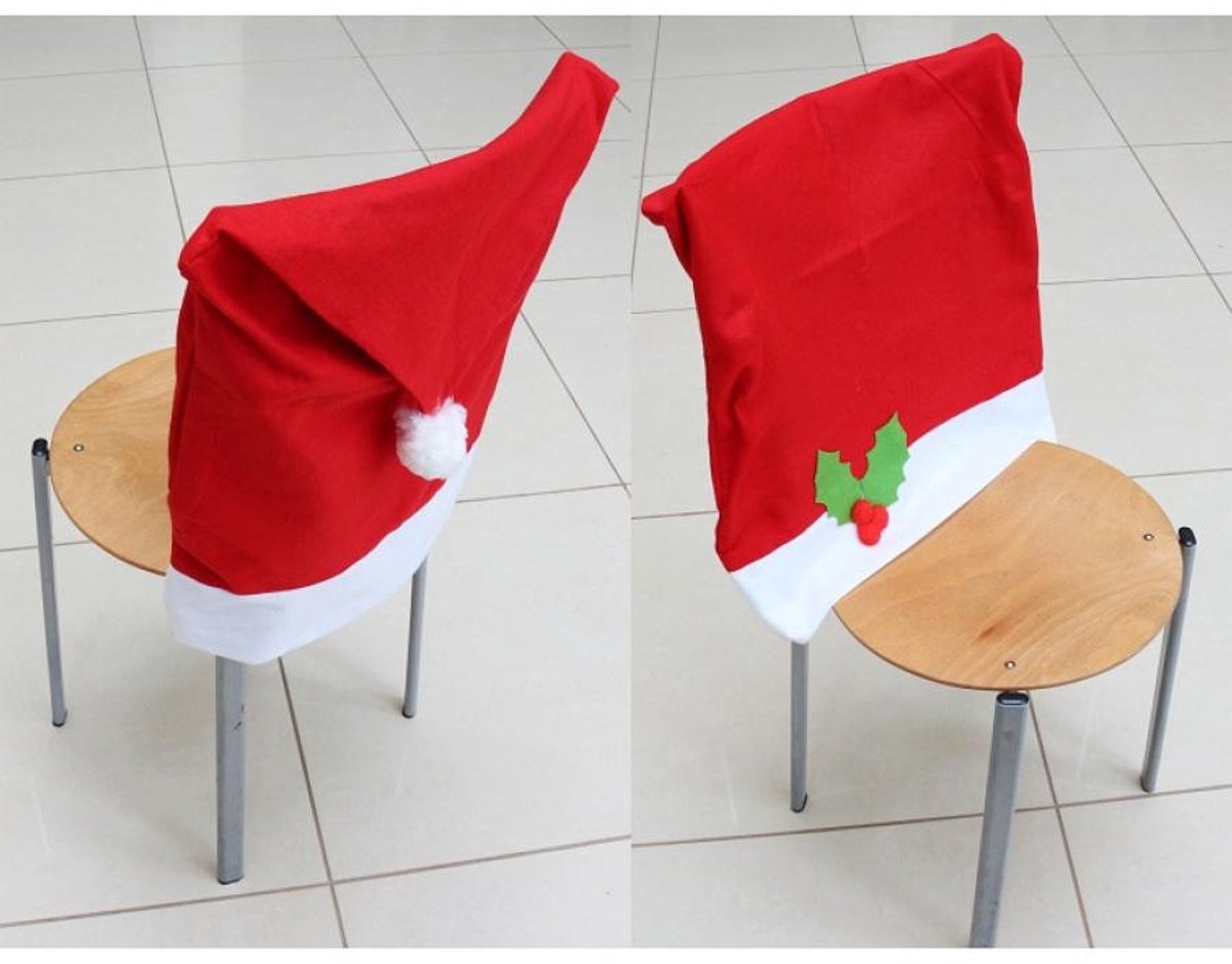 Kerststoelhoes Santa's Hoed - 6 Stuks