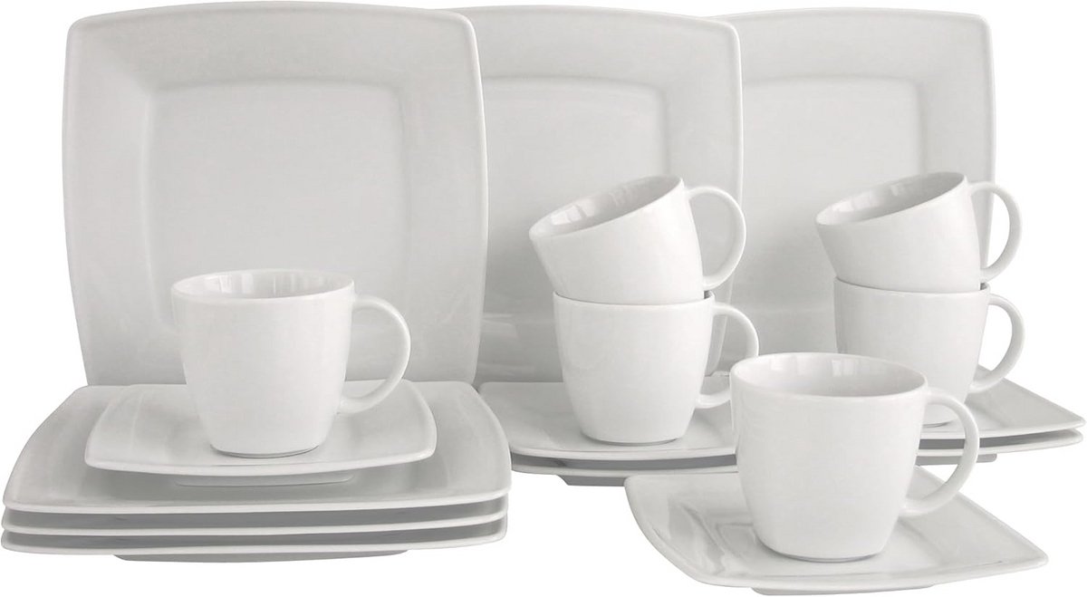 18-delige Witte Koffieservies Set van Porselein