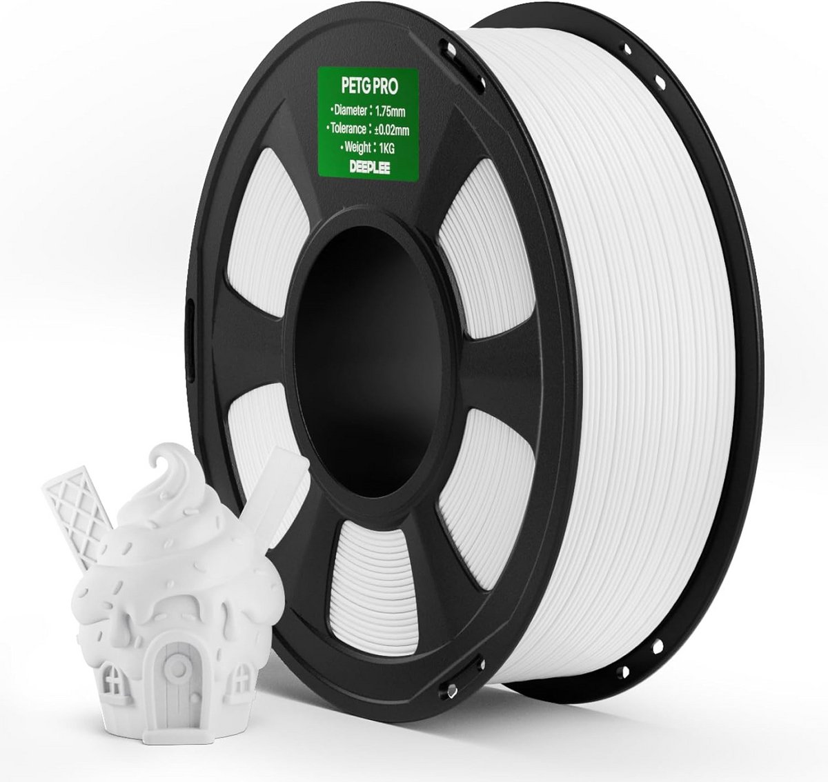 PETG Pro 3D Printer Filament Wit 1.75mm 1kg Hoge Slagvastheid