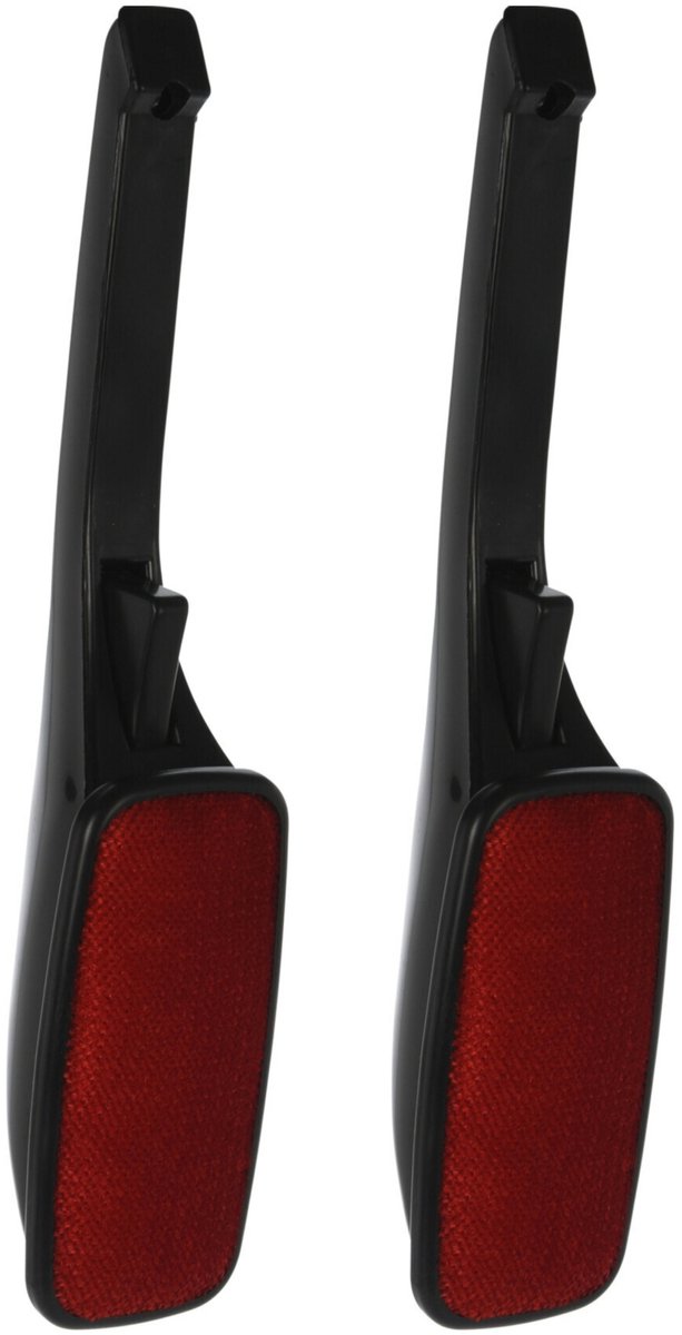 5Five Kledingborstel - 2x - zwart/rood - inklapbaar - 33 cm - ontpluizer - pluizenverwijderaar