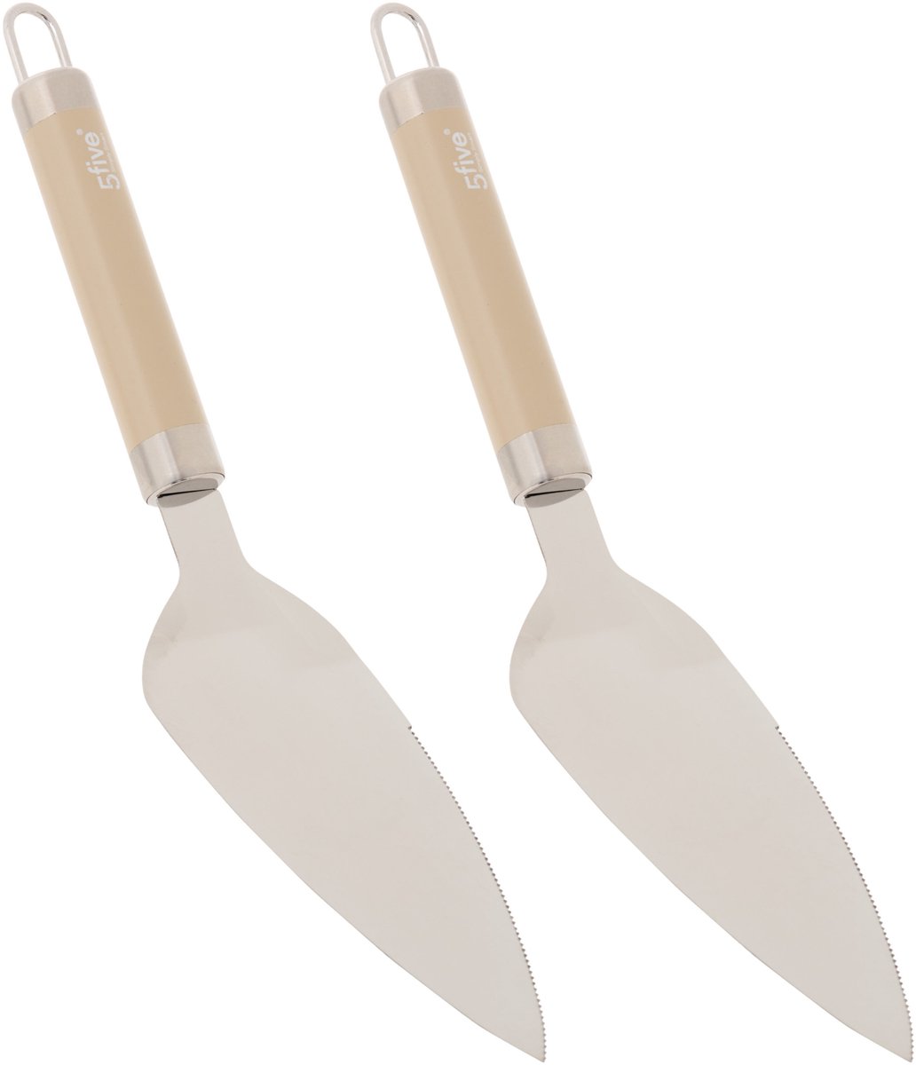 5Five taartschep Paris - 2x - 27 cm - RVS - aluminium - beige/zilver - keukengerei - vlaaischep