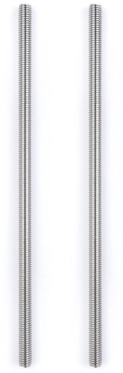 2x M4 Volledig Schroefdraad Staven 250mm, 304 RVS Draadstang