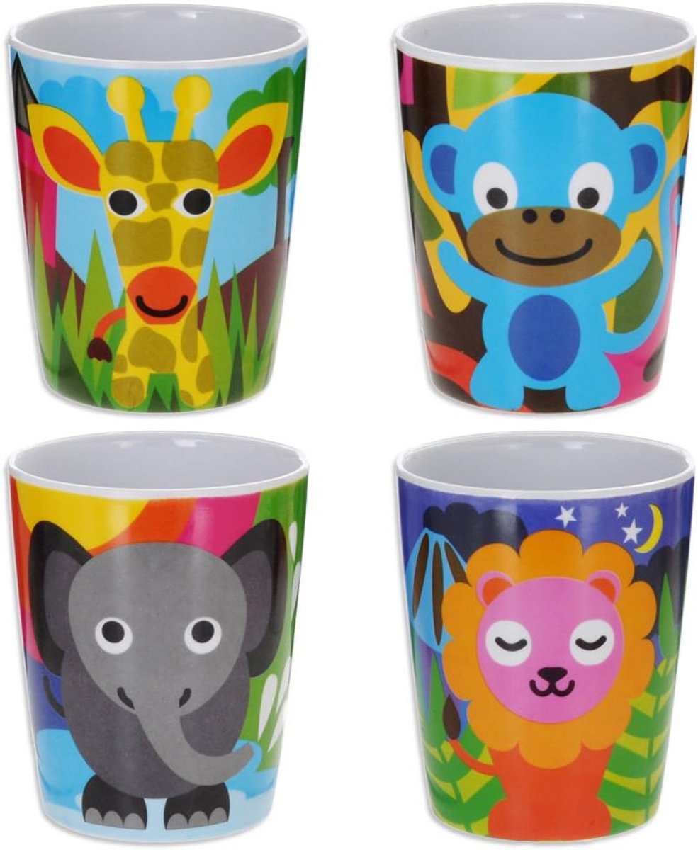 Set van 4 Kinderbekers Melamine 180ml Jungle Thema