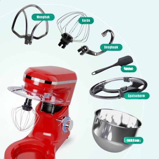 MIRA® Mixer met mengkom - Mixer - Mixer met mengkom keukenmachine - Rood - ‎39cm x 24cm x 32cm van Mira — afbeelding 4