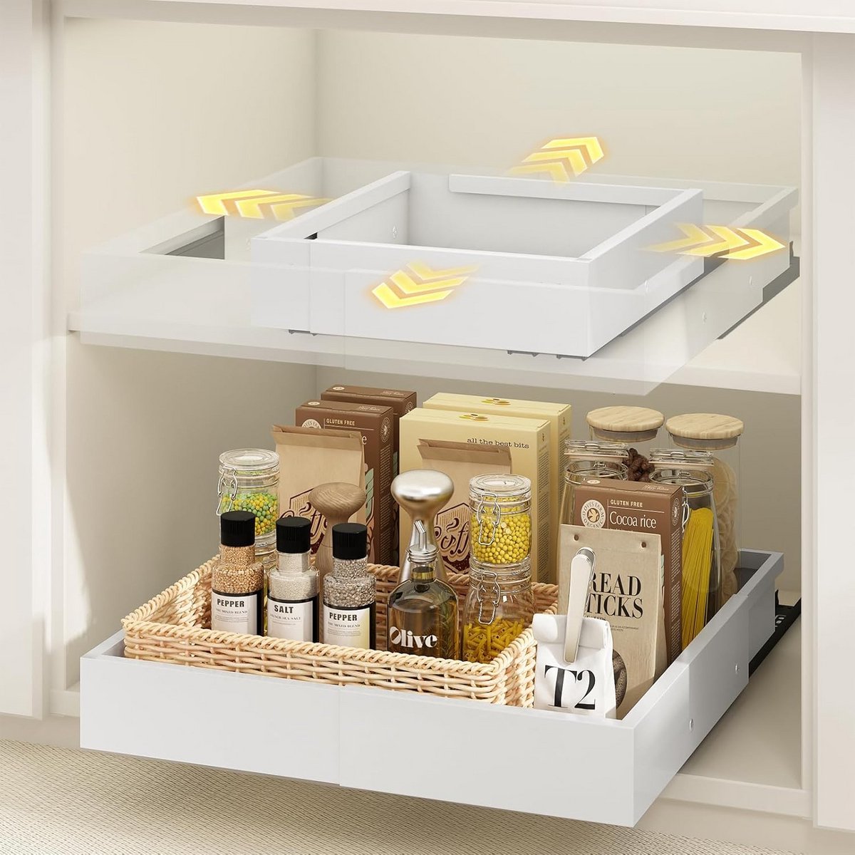 2 Stuks Uitschuifbare Kastlades Organizer Zelfklevend Wit