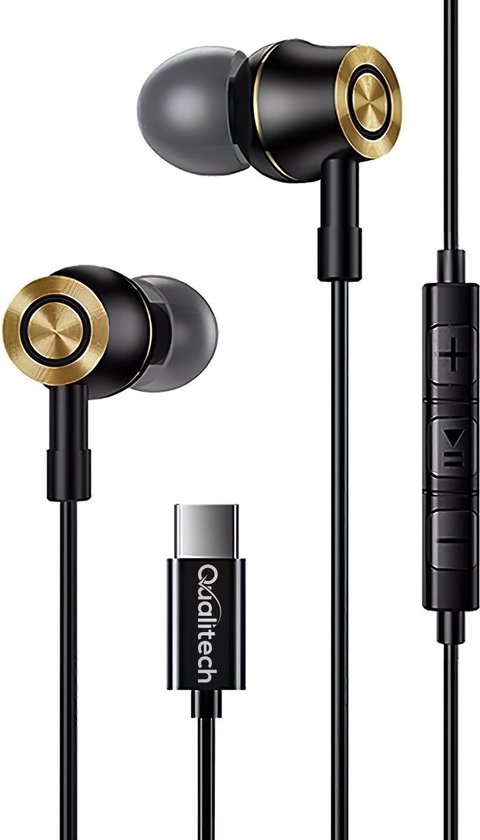 Qualitech® Oortjes met Draad - USB C met Microfoon - In-ear Oordopjes met USB-C Aansluiting