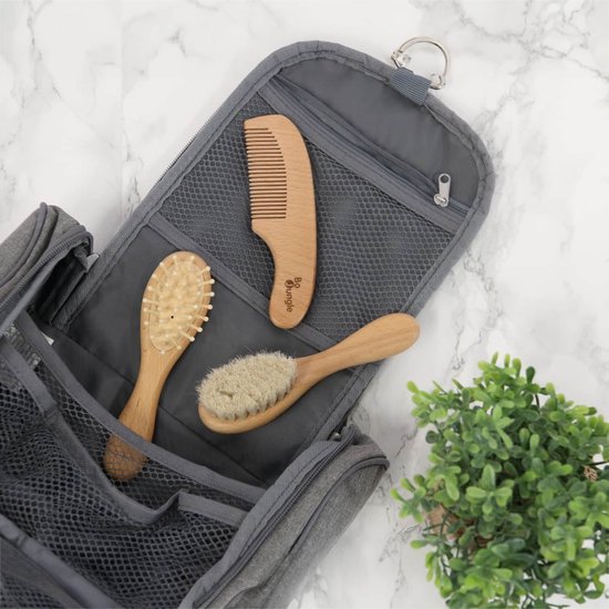 Bo Jungle - Set zachte borstelset voor Baby - 3 stuks: 2 borstels en 1 kam - Natuurlijke materialen - Afgeronde tandjes - Baby Care Brushes (3 stuks) van Bo Jungle — afbeelding 4