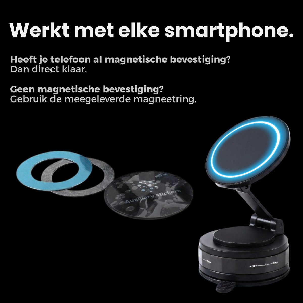 VeryGoods™ Magnetische Telefoonhouder Auto - Geschikt voor alle telefoons - Magneet Vacuüm GSM Houder - Telefoonhouder Zuignap Magnetisch - Smartphone Houder Dashboard - Auto Accessories – foto 6