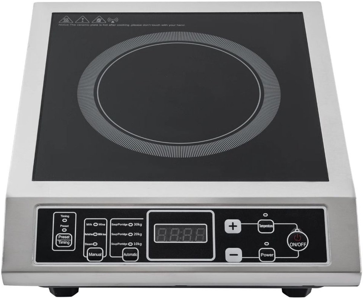 DoneMore® - draagbare inductiekookplaat - 3500 W - elektrische kookplaat - touchbediening - waterdicht - zwart - 42 x 35 x 11 cm - 3,3 kg