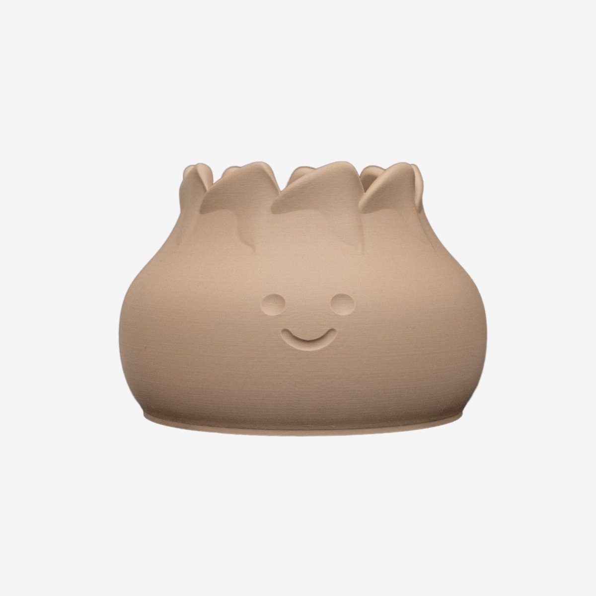 PlantjeKop Bloempot met gezicht – Cartoonbloempot – Vrolijke design bloempot – Geschikt voor kamerplanten – 100% waterdicht – rond 9 cm – Planten met karakter – Beige | DumplingKop