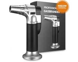 Professionele Gasbrander - Crème Brûlée Brander - Butaan - Navulbaar - Grijs