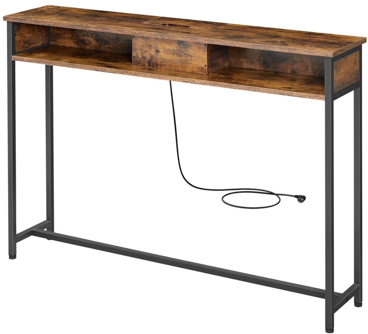Consoletafel - Smal - Met stopcontacten - 2 vakken