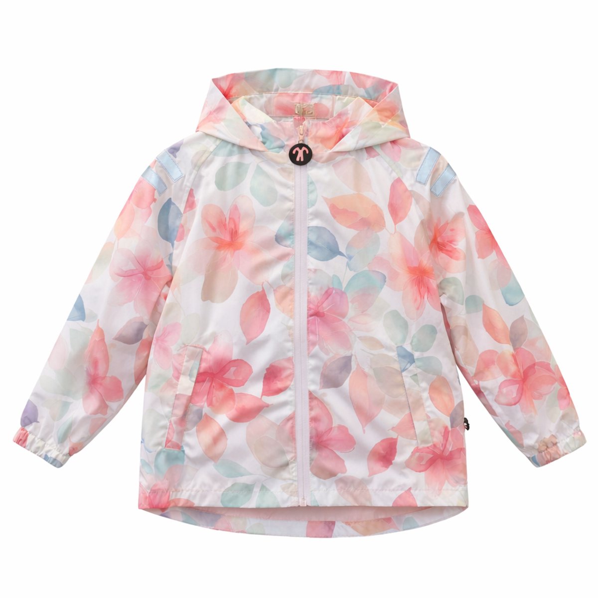 Ducksday - Regenjas Kinderen - Waterdicht - Ademend - Reflecterend - Regenkleding Meisjes - Bliss - Pastel roze met bloemen