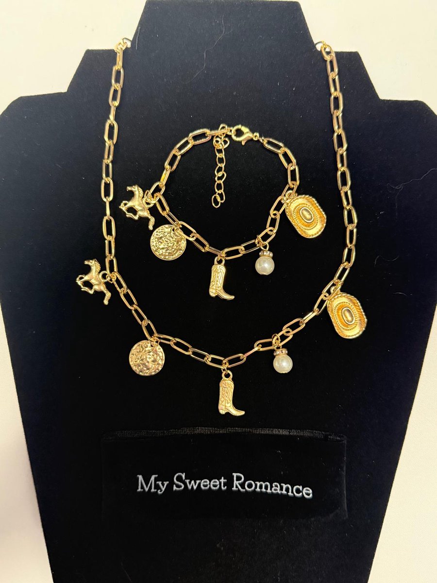 My Sweet Romance® - Dames Ketting met Armband - Goudkleurig met Paard en Cowboy Bedels