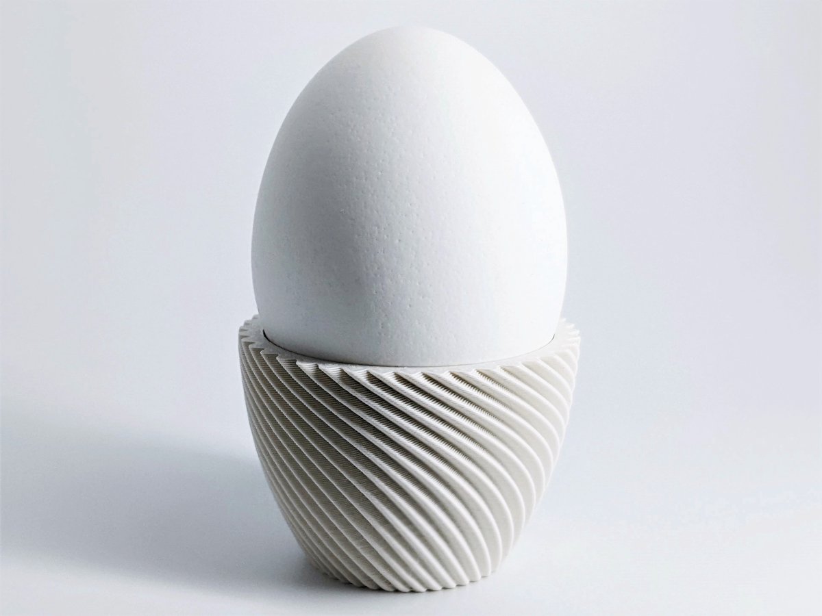Set van 6 Eierdopjes - Spiraal Design - PLA Bioplastic - Duurzaam & Modern - Wit