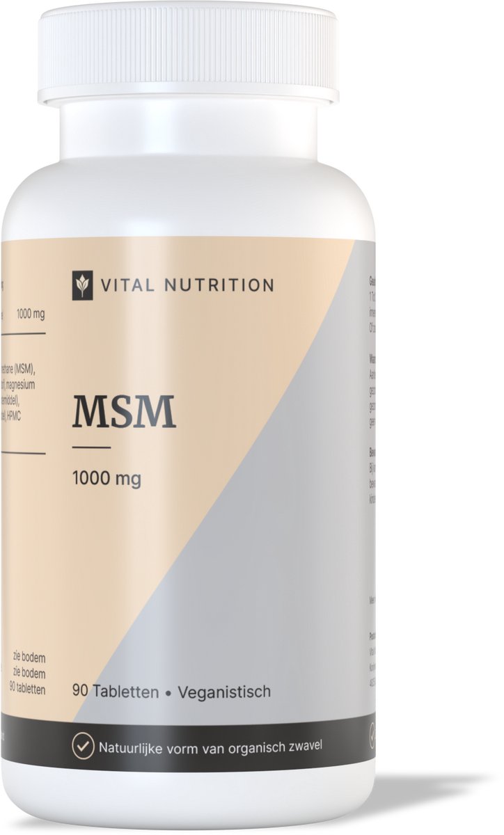 Vital Nutrition MSM - 1000 mg - Natuurlijk zwavel - 100% plantaardig - 90 tabletten