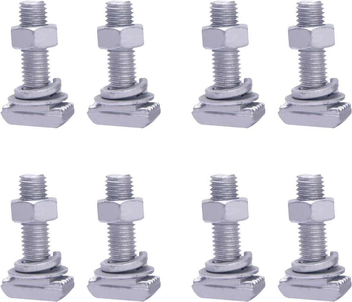 8 stuks T-sleuf adapters voor dakdragers en fietsen - M12 roestvrijstalen groefstenen met lastbegrenzers