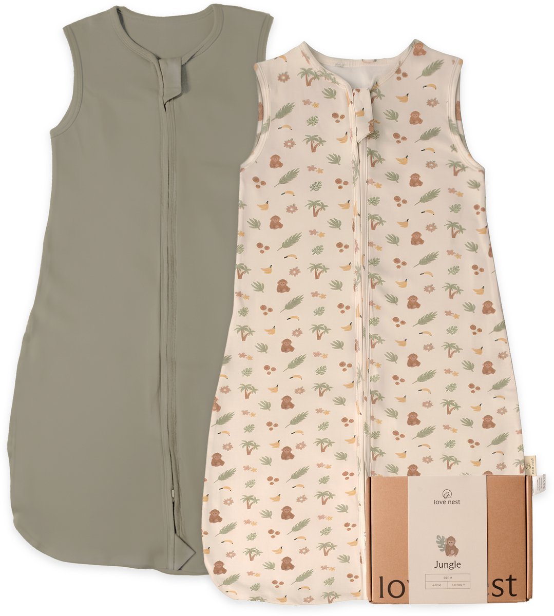 Love Nest Slaapzak Baby Zomer - 1.0 TOG - 85cm - Set van 2 - Baby Slaapzak Jungle - te combineren voor 4 seizoenen of winter