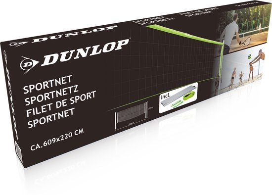 Relaxdays badmintonnet, verstelbaar, tot 225 cm, strand & park, volleybalnet met palen, met tas, sportnet, zwart/blauw