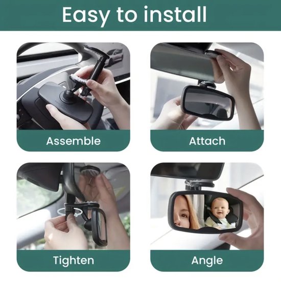 Clip-On Baby Autospiegel - Achteruitkijkspiegel voor Baby’s - Verstelbaar - Lichtgewicht van Merkloos — afbeelding 5