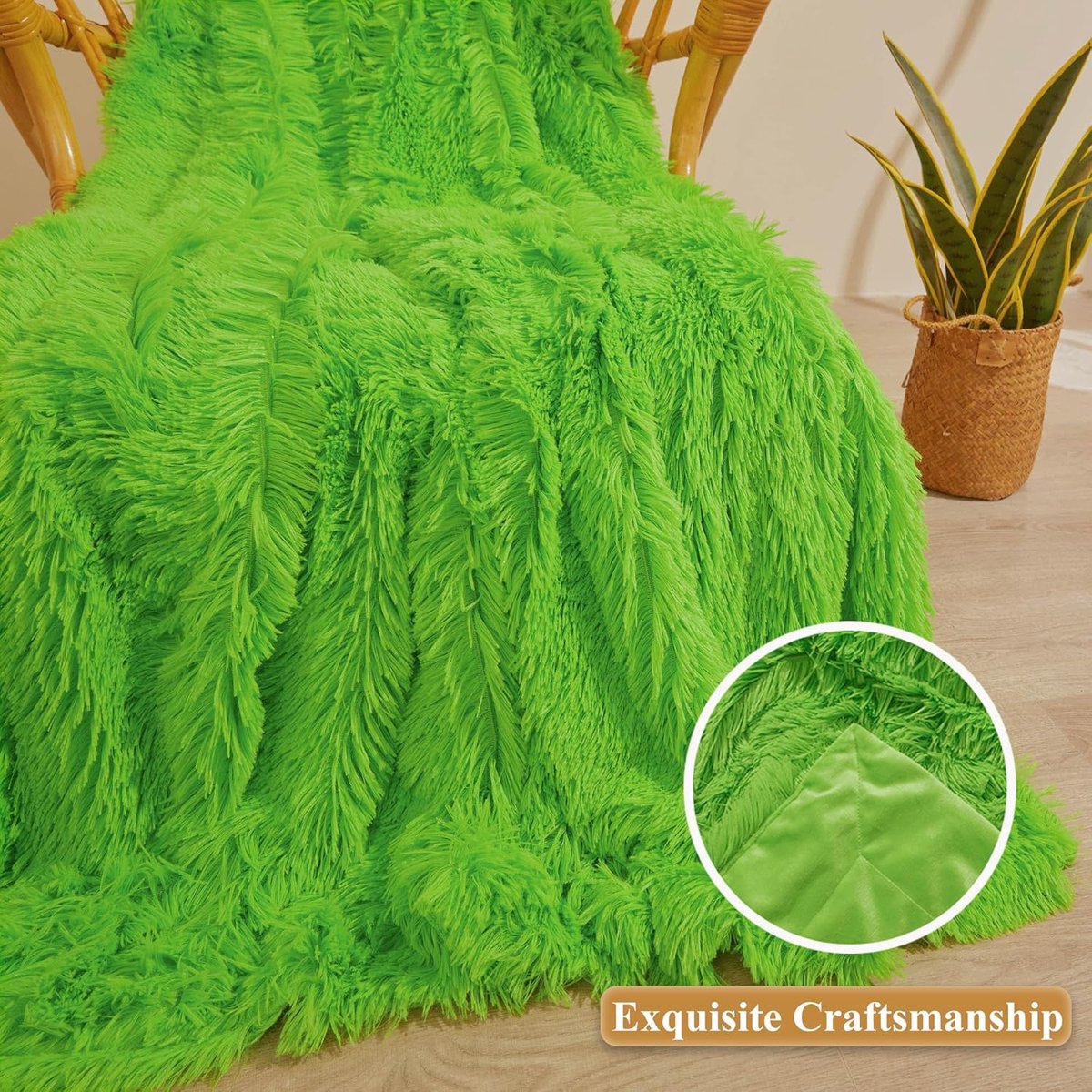 Pluche bankdeken 127 x 152 cm – Luxe imitatiebont knuffeldeken – Zachte winter woondeken voor bank & bed – Warm, lichtgewicht & hypoallergeen – Lavendel – Pauwhome