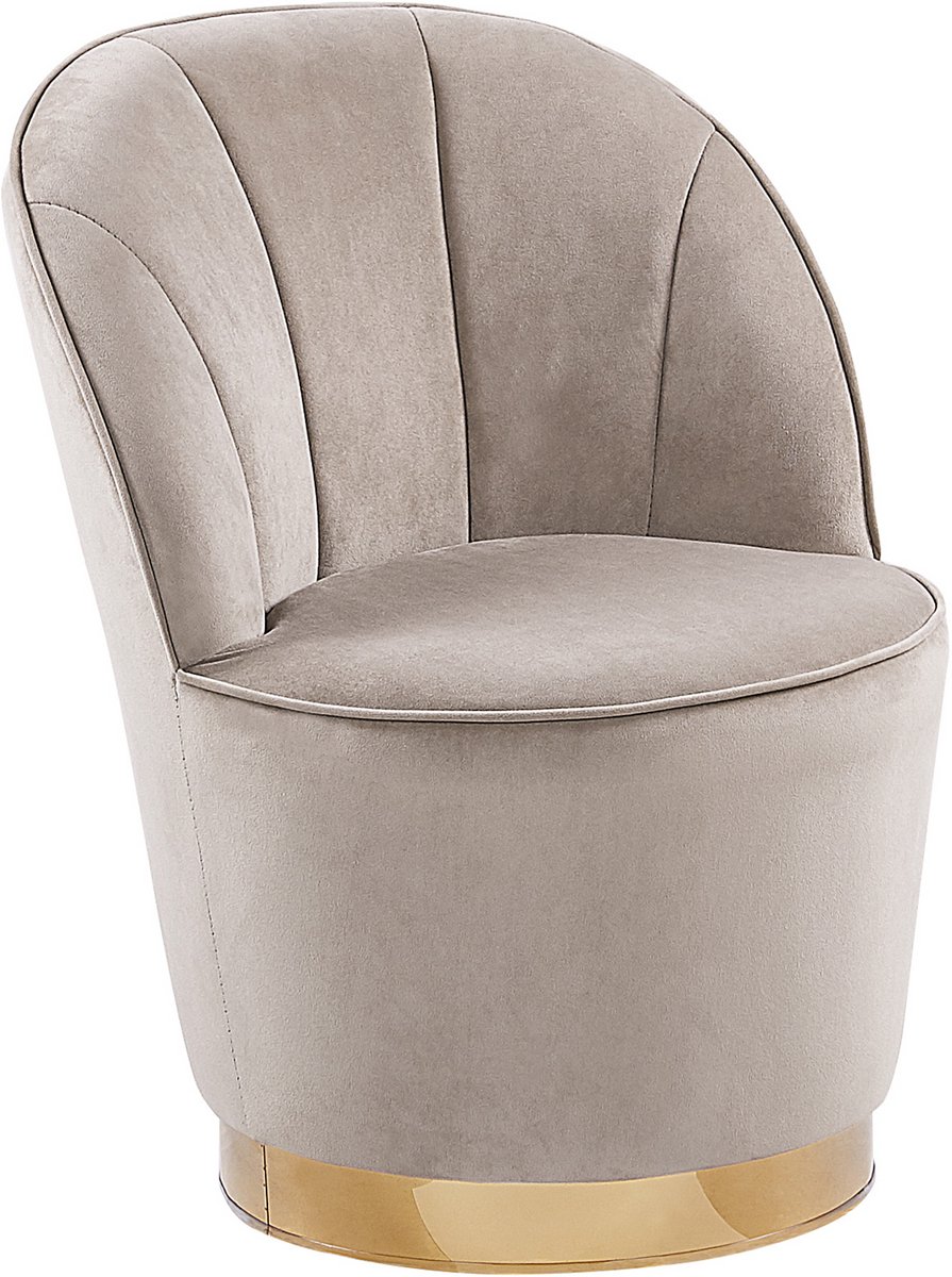 ALBY - Fauteuil - Lichtbeige - Fluweel