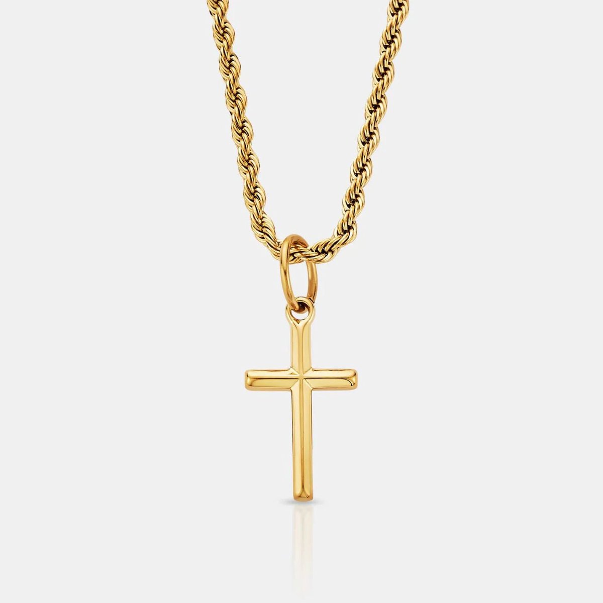 Thomasiny® - Gouden Kruis Ketting Heren - Luxe RVS - Goudkleurig - 55cm