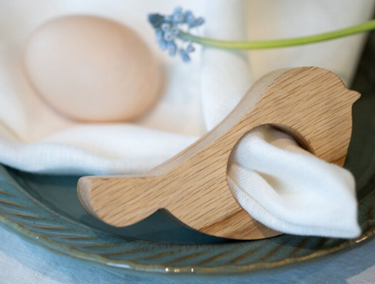 Makers Laser Studio Paasdecoratie -gepersonaliseerde houten vogels voor Pasen/ Paasdecoratie/ 4 stuks/ eggholder