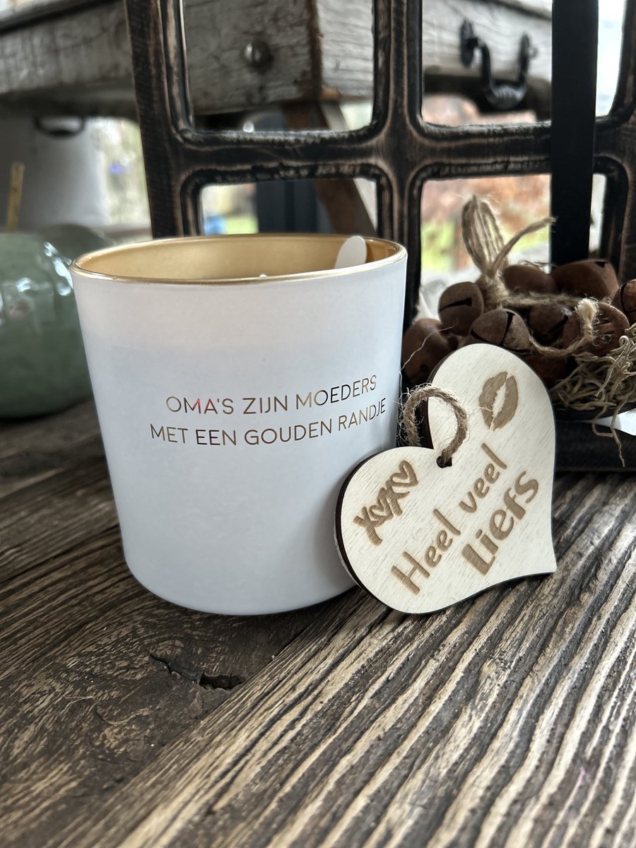 Creaties van hier Soja kaars Oma's zijn moeders met een gouden randje - 10x10 cm - Glas