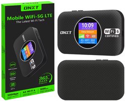 DNXT 4G LTE WiFi Router met Simkaart – Draagbare MiFi Hotspot – Mobiel Internet Router – WiFi 6 – 300 Mbps – Draadloze Simkaart Router voor Thuis, Reizen, Camper, Studenten, Backup Internet-Zwart
