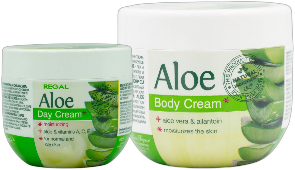 Regal Aloe Gezicht & Lichaam Verzorgingsset – Dagcrème & Bodycrème met Natuurlijke Aloë Vera – Voor Gevoelige, Normale & Droge Huid – 350ml